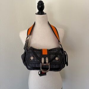 Vintage Dior Galliano Flight Denim Monogram Shoulder Bag
